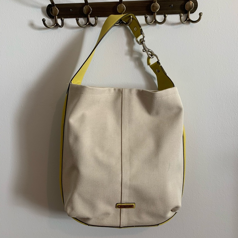Coach Cream and Yellow Shoulder Bag
